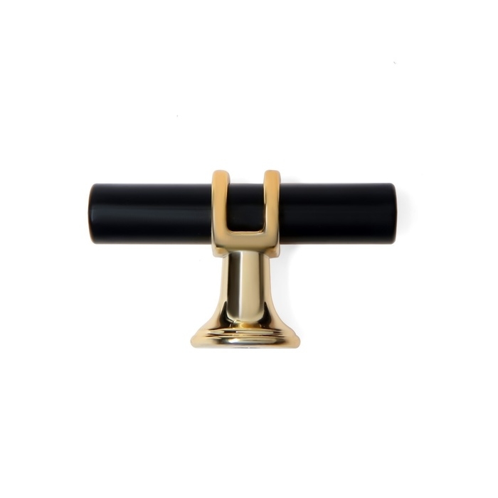 Ручка кнопка CAPPIO, d=12, цвет черный с золотом Ручка кнопка CAPPIO, d=12, цвет черный с золотом