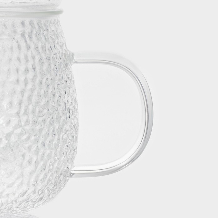 Кружка стеклянная для заваривания Magistro «Сара» с крышкой, 360 мл, 12×9×10,1 см, сито Кружка стеклянная для заваривания Magistro «Сара» с крышкой, 360 мл, 12×9×10,1 см, сито