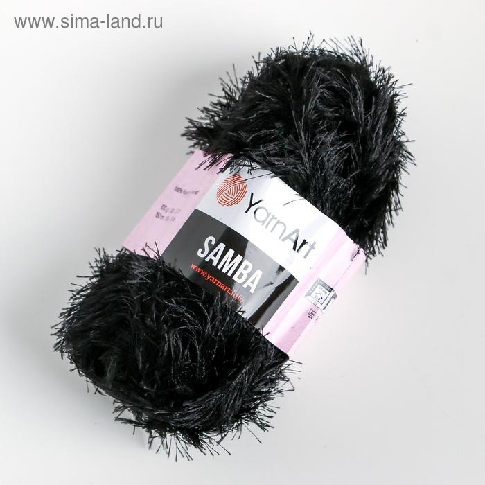 Пряжа "Samba" 100% полиэстер 150м/100гр (02 черный)