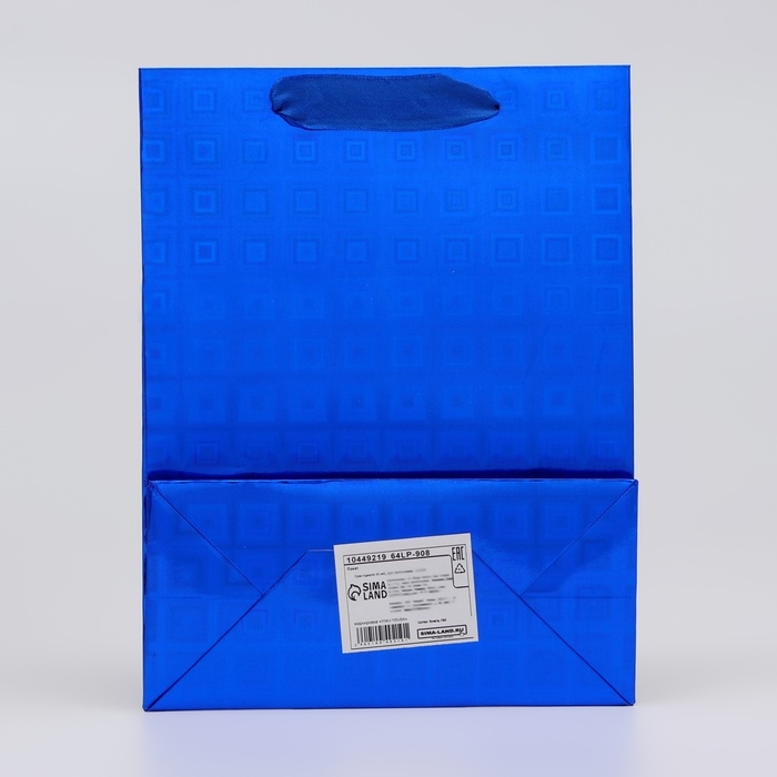 Пакет подарочный, фольгированный, упаковка, с окном  Пакет подарочный, фольгированный, упаковка, с окном "Сердце", "Синий", S 23,5 х18 х 8,5 см