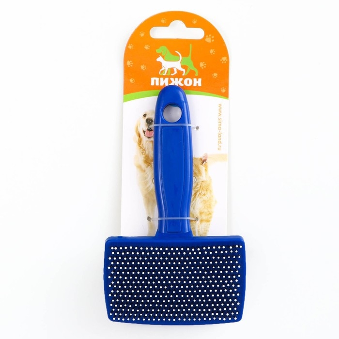 Пуходерка пластиковая мягкая с закругленными зубьями, средняя, 9 х 15,5 см, синяя Пуходерка пластиковая мягкая с закругленными зубьями, средняя, 9 х 15,5 см, синяя