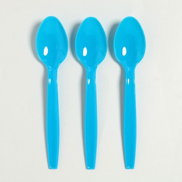 Ложки пластиковые, 6 шт., цвет голубой Ложки пластиковые, 6 шт., цвет голубой