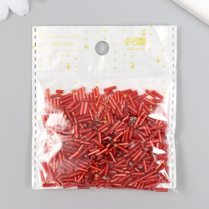 Стеклярус стекло 3”  Стеклярус стекло 3” "Красный" металлик набор 20 гр