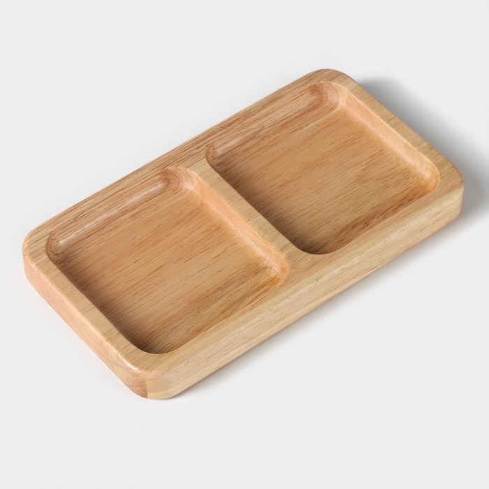 Менажница Magistro Tropical, 2 секции, 18&times;10&times;1,8 см, каучуковое дерево