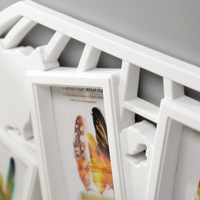 Фоторамка пластик на 5 фото 10х10, 10х15 см Фоторамка пластик на 5 фото 10х10, 10х15 см "Карта" белая 44х55 см