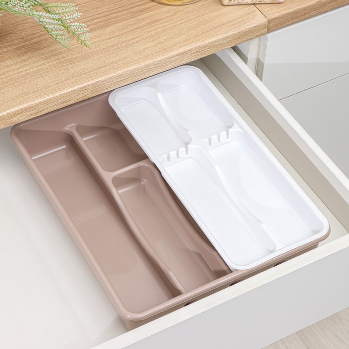 Лоток двойной для столовых приборов, цвет МИКС