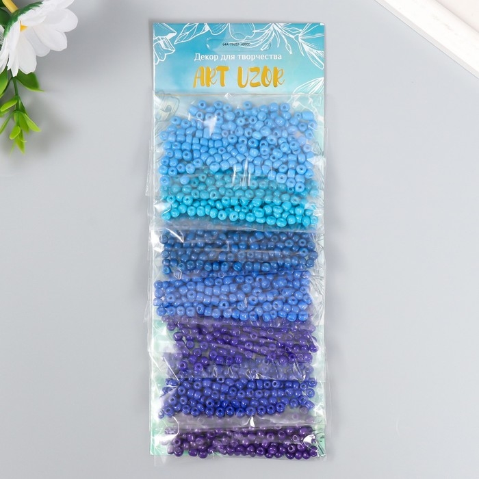 Бисер круглый 6/0  Бисер круглый 6/0 "Оттенки синего" 7 цветов х 15 гр