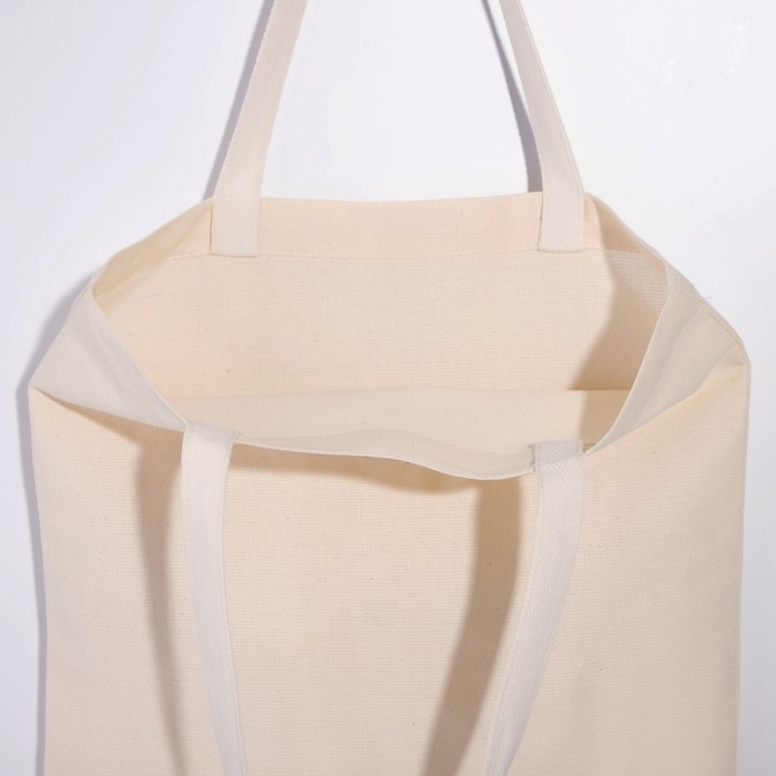 Шопер однотонный, 35 х 0.5 х 40 см, двунитка, без подклада, бежевый Шопер однотонный, 35 х 0.5 х 40 см, двунитка, без подклада, бежевый