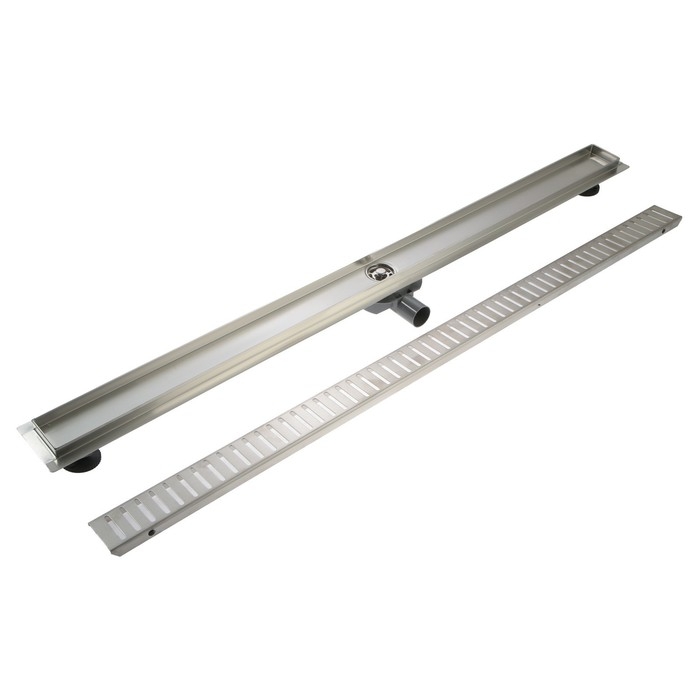 Трап ZEIN, c флaнцeм свободного вращения 360°, 7х120 см, d=40/50 мм, нерж. сталь, сатин