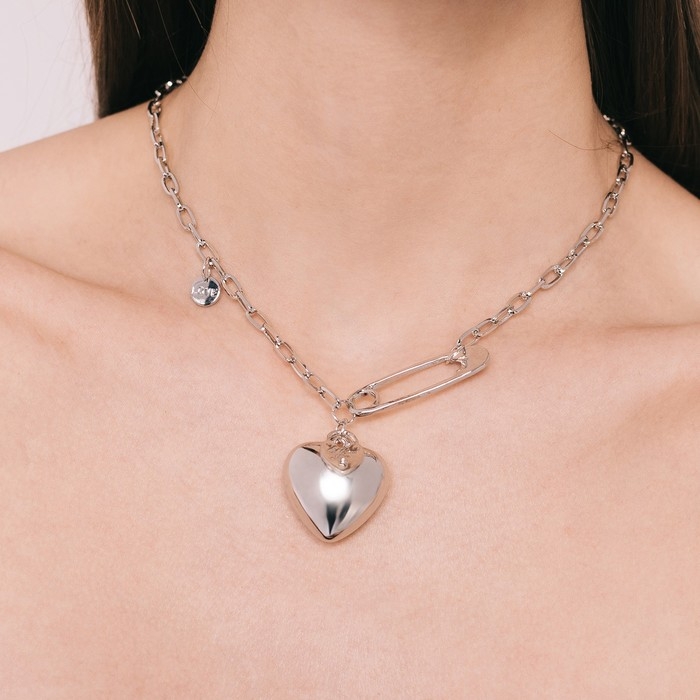 Кулон «Цепь» сердечко на булавке, цвет серебро, 50 см Кулон «Цепь» сердечко на булавке, цвет серебро, 50 см