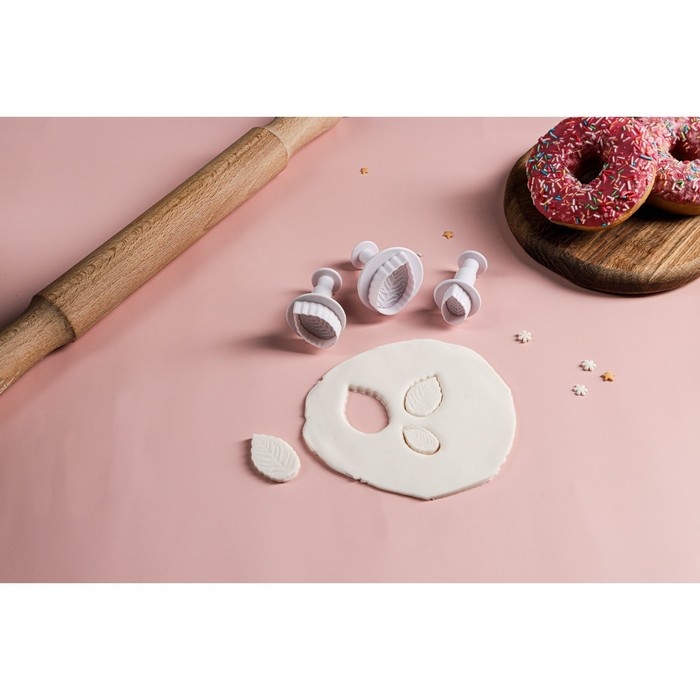 Набор плунжеров кондитерских Доляна «Лист большой», 3 шт Набор плунжеров кондитерских Доляна «Лист большой», 3 шт