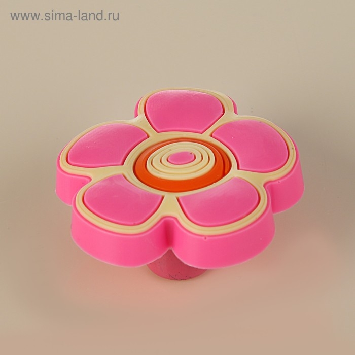 Ручка кнопка детская KID 024,  Ручка кнопка детская KID 024, "Цветочек 2", резиновая, розовая