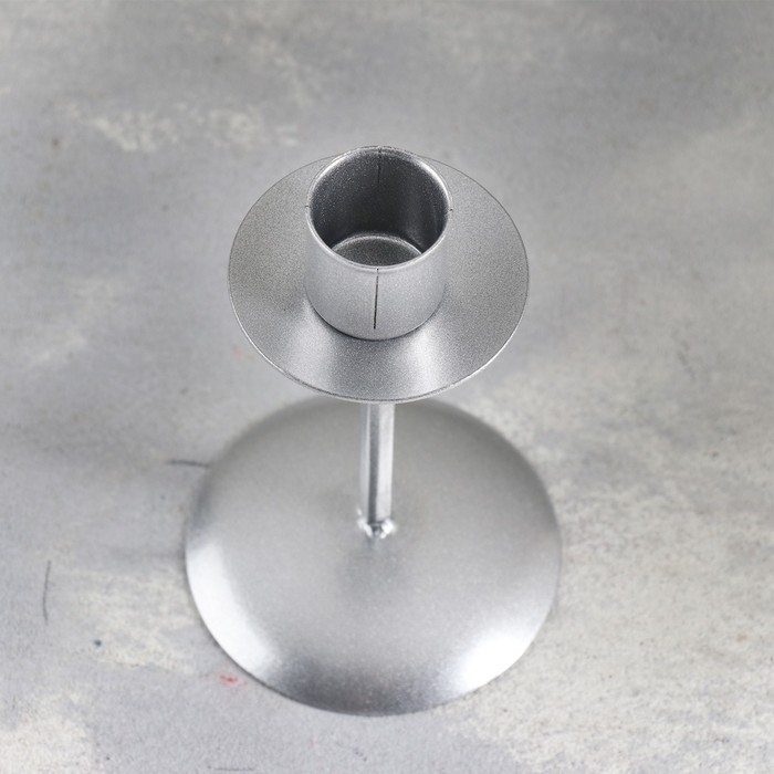 Подсвечник Подсвечник "Боб" металл на одну свечу, 7,4х12 см, серебро