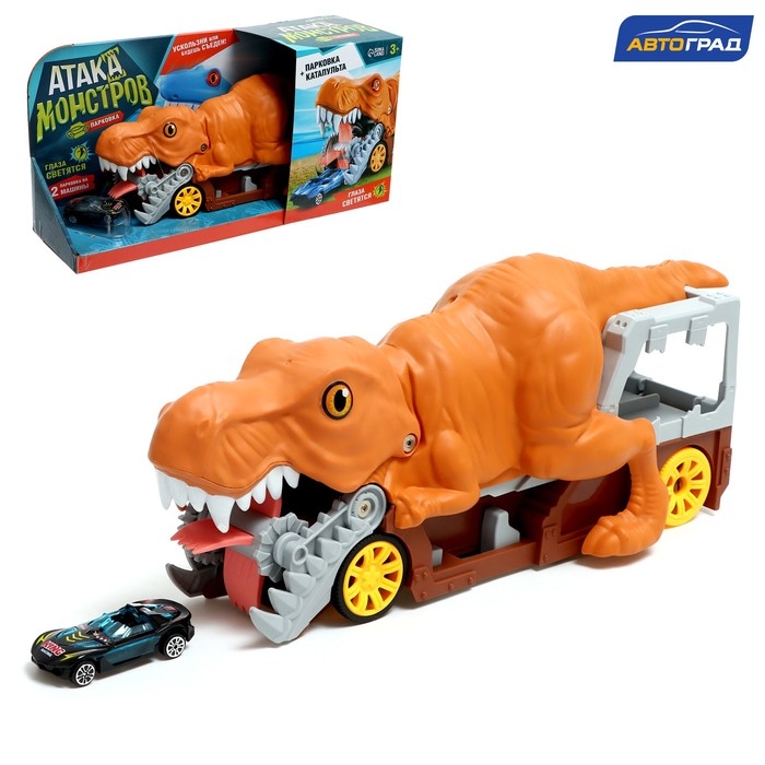Парковка-автотрек «Атака монстров. Динозавр», световые эффекты, в наборе 1 машинка, пусковая установка Парковка-автотрек «Атака монстров. Динозавр», световые эффекты, в наборе 1 машинка, пусковая установка
