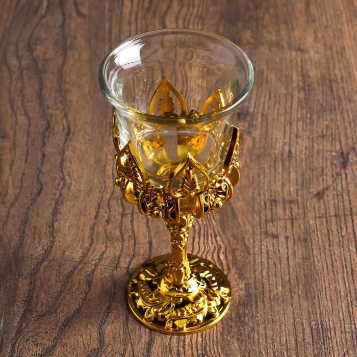 Подсвечник стекло Подсвечник стекло "Наслаждение" 12*6,5*6,5 см, золото