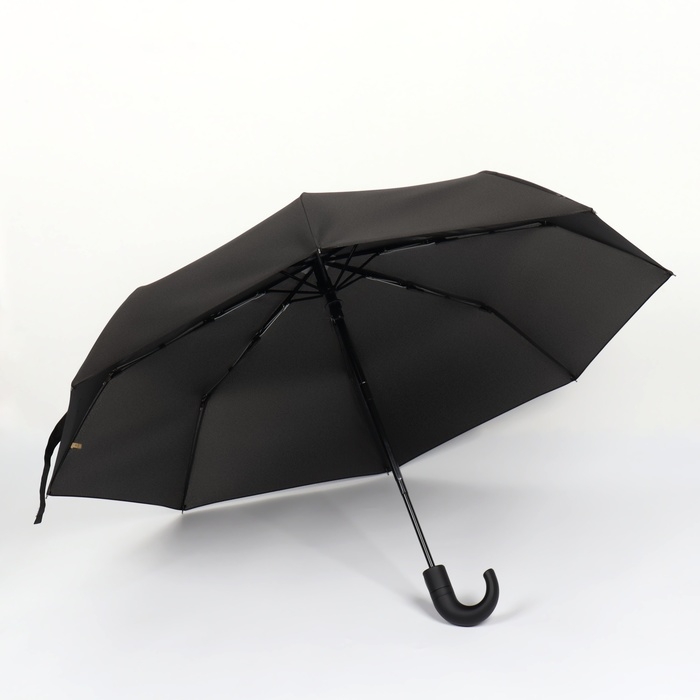 Зонт автоматический «Однотон», 3 сложения, 8 спиц, R = 48/55 см, D = 110 см, цвет чёрный Зонт автоматический «Однотон», 3 сложения, 8 спиц, R = 48/55 см, D = 110 см, цвет чёрный