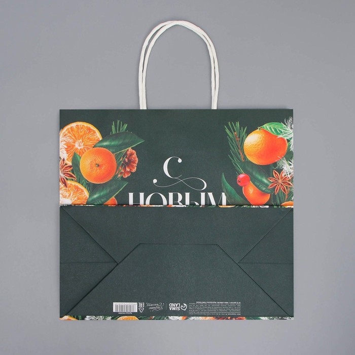 Пакет подарочный новогодний крафтовый «Новогодняя суета», 25 х 22 х 12 см, Новый год Пакет подарочный новогодний крафтовый «Новогодняя суета», 25 х 22 х 12 см, Новый год