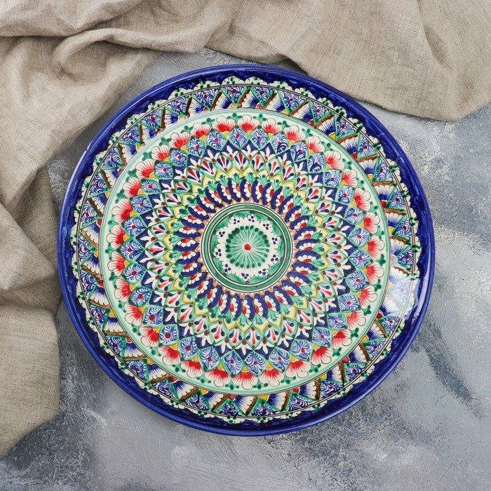 Ляган Риштанская Керамика  Ляган Риштанская Керамика "Узоры", 36 см, синий