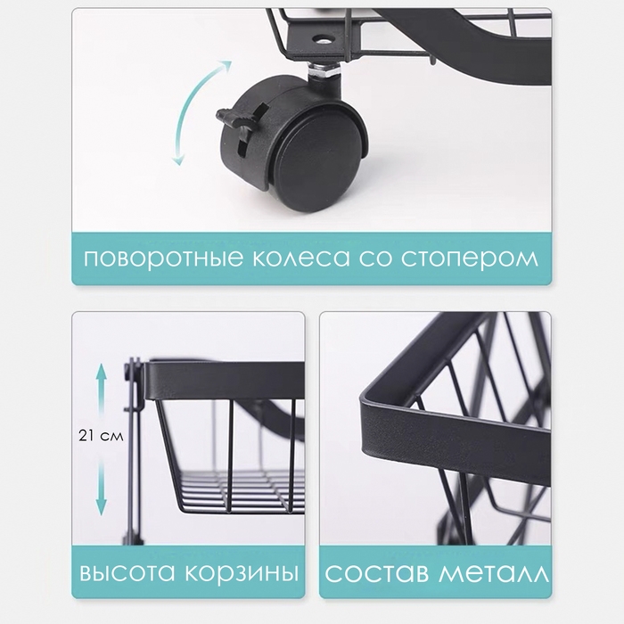 Накопитель складной на колесах, 5 полок, 35,3×27,3×94,6 см, цвет белый Накопитель складной на колесах, 5 полок, 35,3×27,3×94,6 см, цвет белый