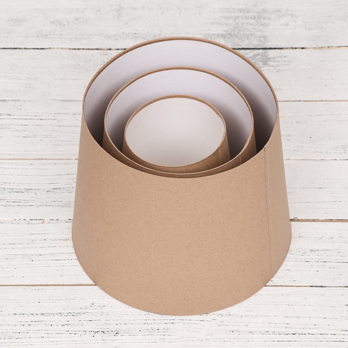 Набор коробок 3 в 1 Обратный конус крафт без крышек 19,5*20*24 - 10,5*15*14 Набор коробок 3 в 1 Обратный конус крафт без крышек 19,5*20*24 - 10,5*15*14