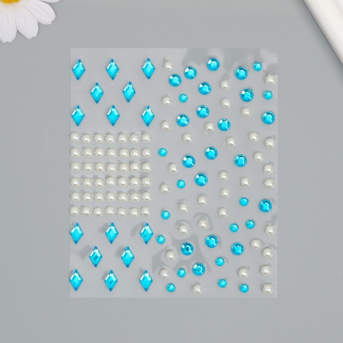 Наклейка пластик стразы Наклейка пластик стразы "Стразы и жемчужины" 12х10 см