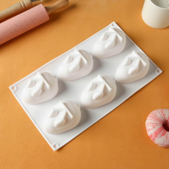 Форма для муссовых десертов и выпечки KONFINETTA «Кролик», силикон, 29×17,2×4,3 см, 6 ячеек (8,5×5,5), цвет белый Форма для муссовых десертов и выпечки KONFINETTA «Кролик», силикон, 29×17,2×4,3 см, 6 ячеек (8,5×5,5), цвет белый