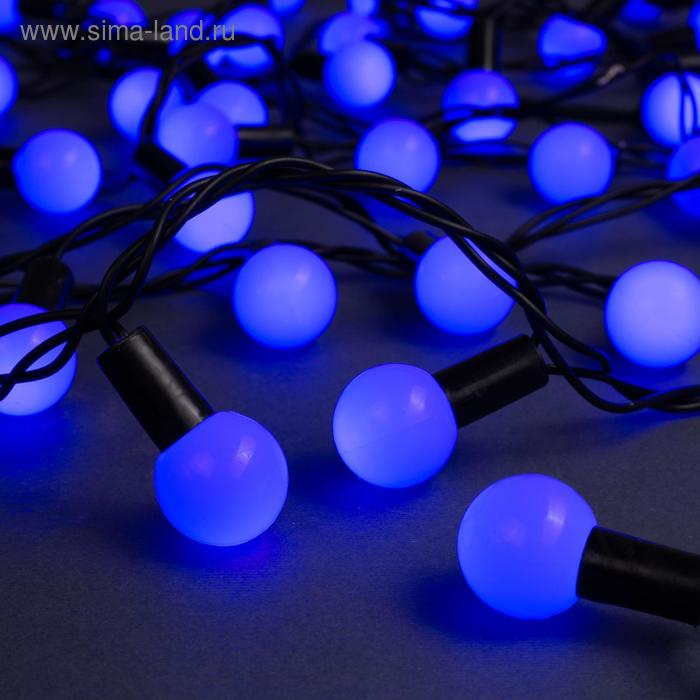 Гирлянда «Нить» 10 м с насадками «Шарики 2.5 см», IP44, тёмная нить, 100 LED, свечение синее, 8 режимов, 220 В Гирлянда «Нить» 10 м с насадками «Шарики 2.5 см», IP44, тёмная нить, 100 LED, свечение синее, 8 режимов, 220 В