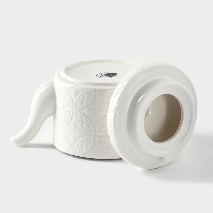 Набор фарфоровый чайный BellaTenero «Орнамент», 3 предмета: чайник 400 мл, кружка 280 мл, бамбуковая подставка, цвет белый Набор фарфоровый чайный BellaTenero «Орнамент», 3 предмета: чайник 400 мл, кружка 280 мл, бамбуковая подставка, цвет белый