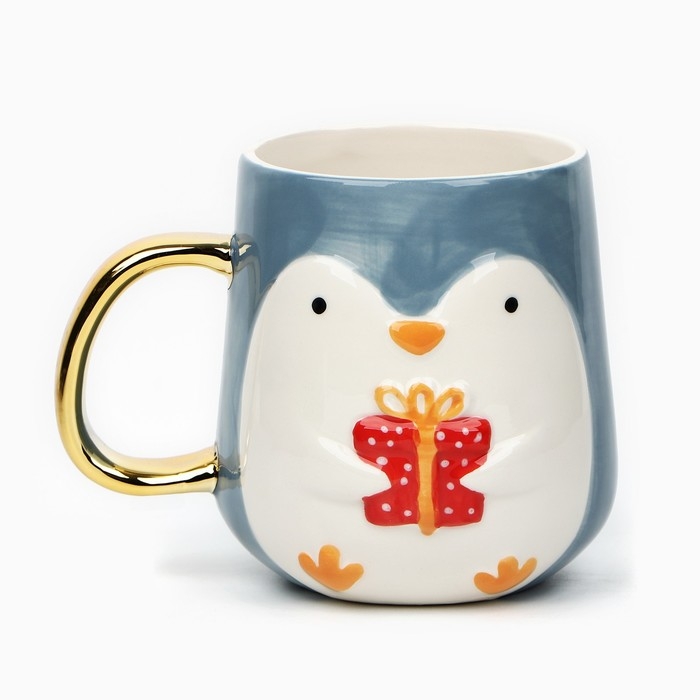 Новый год! Кружка новогодняя керамическая «Пингвин», 600 мл, цвет голубой Новый год! Кружка новогодняя керамическая «Пингвин», 600 мл, цвет голубой