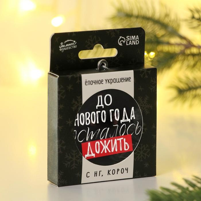 Ёлочная игрушка - шар новогодний на Новый Год «До Нового года осталось дожить», диам. 7,5 см Ёлочная игрушка - шар новогодний на Новый Год «До Нового года осталось дожить», диам. 7,5 см