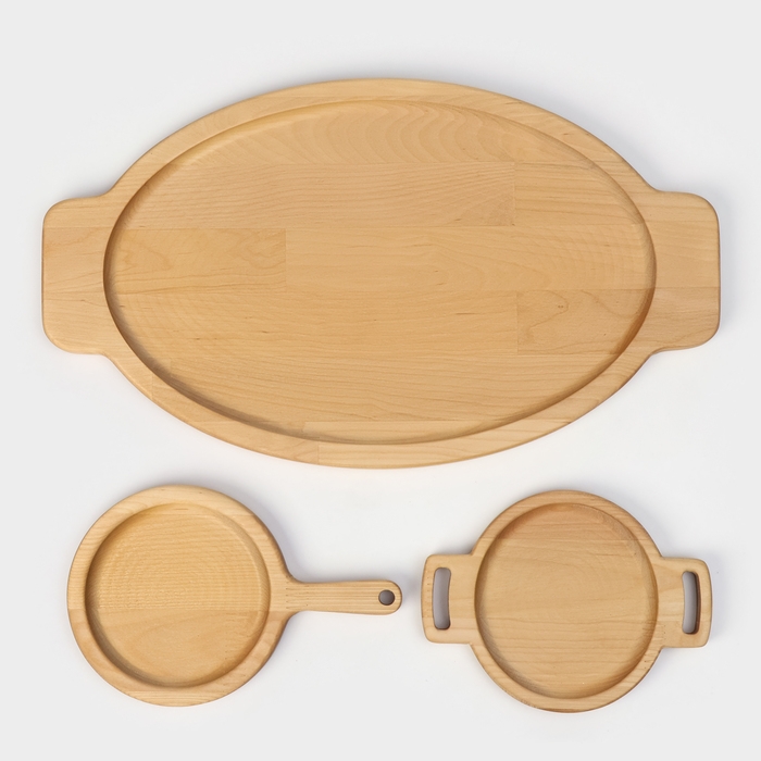 Подарочный набор деревянной посуды Adelica «Кухни мира», доски для подачи 3 шт: 43×25 см, 21×14 см, 18×14 см, берёза Подарочный набор деревянной посуды Adelica «Кухни мира», доски для подачи 3 шт: 43×25 см, 21×14 см, 18×14 см, берёза