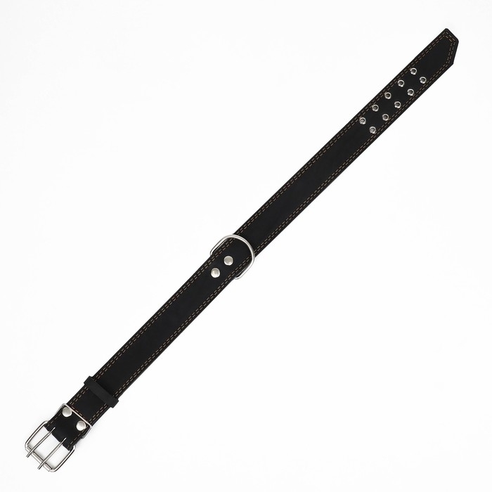 Ошейник кожаный двухслойный, 85 х 4.5 см, ОШ 50-70 см, чёрный Ошейник кожаный двухслойный, 85 х 4.5 см, ОШ 50-70 см, чёрный