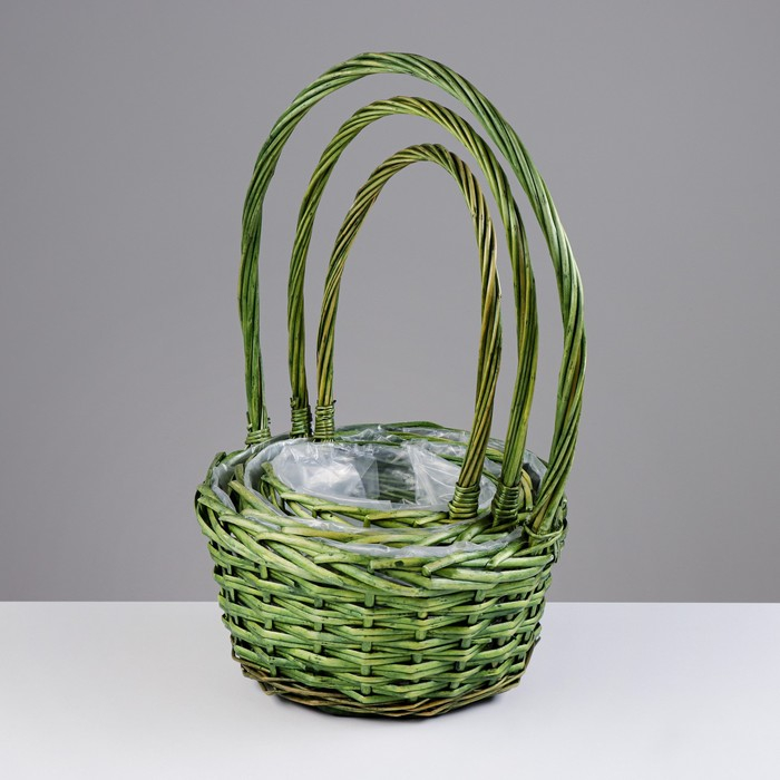 Набор корзин, 3 шт, 28×14/45 см, 24×13/41 см, 19×11/37 см, ива Набор корзин, 3 шт, 28×14/45 см, 24×13/41 см, 19×11/37 см, ива