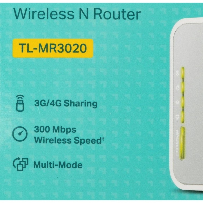 Wi-Fi роутер TP-Link TL-MR3020, 300 Мбит/с, 1 порт 100 Мбит/с, белый Wi-Fi роутер TP-Link TL-MR3020, 300 Мбит/с, 1 порт 100 Мбит/с, белый