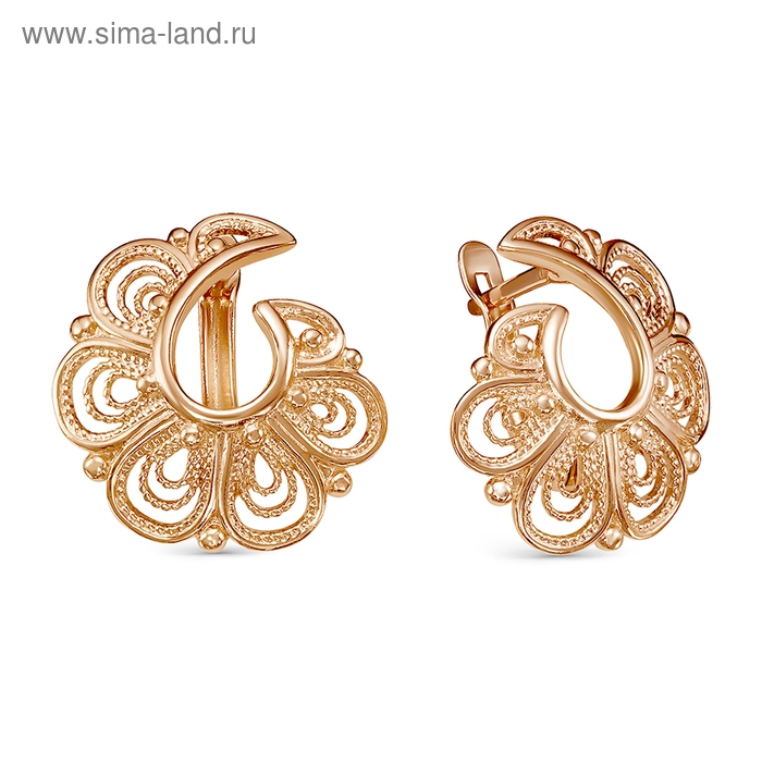 Серьги «Веер», розовое золочение Серьги «Веер», розовое золочение