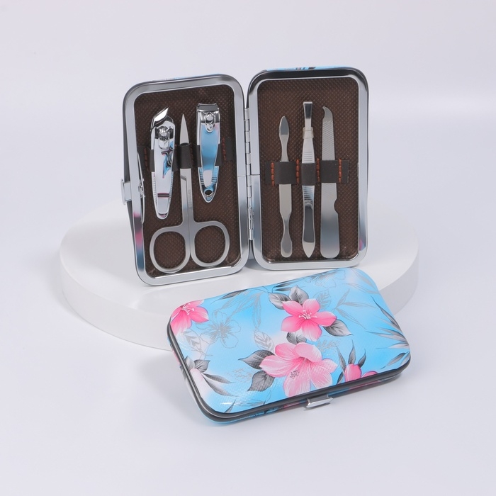 Набор маникюрный «Цветы», 6 предметов, в футляре, цвет МИКС Набор маникюрный «Цветы», 6 предметов, в футляре, цвет МИКС