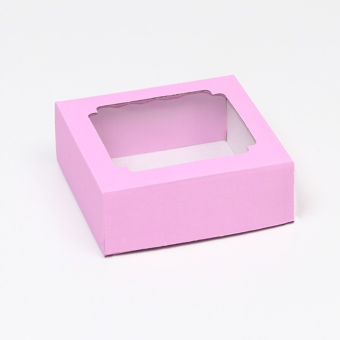 Коробка сборная, крышка-дно, с окном, сиреневая, 14,5 х 14,5 х 6 см Коробка сборная, крышка-дно, с окном, сиреневая, 14,5 х 14,5 х 6 см
