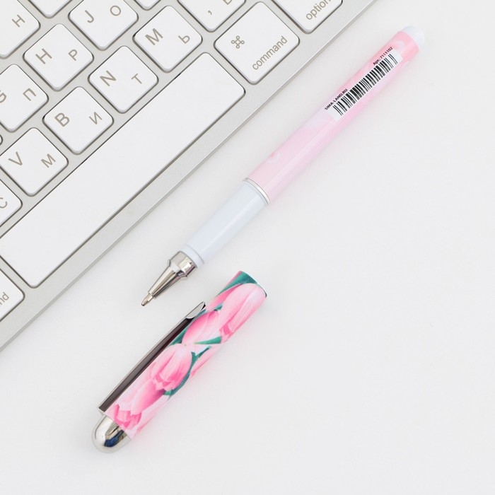 Ручка шариковая, синяя паста, 1.0 мм, с колпачком «С 8 марта»