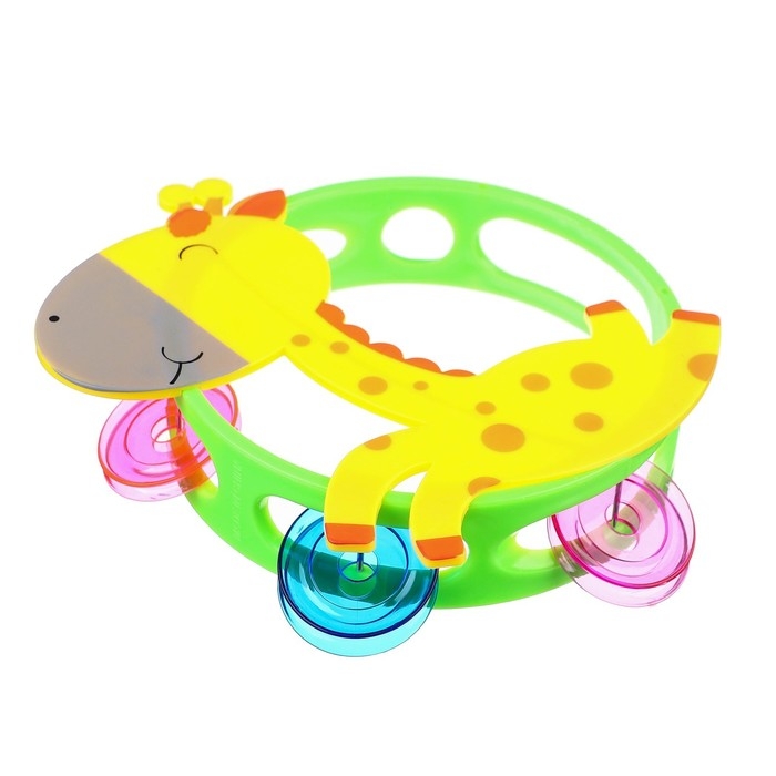 Погремушка - бубен «Жирафик / Лошадка», виды МИКС, Крошка Я Погремушка - бубен «Жирафик / Лошадка», виды МИКС, Крошка Я