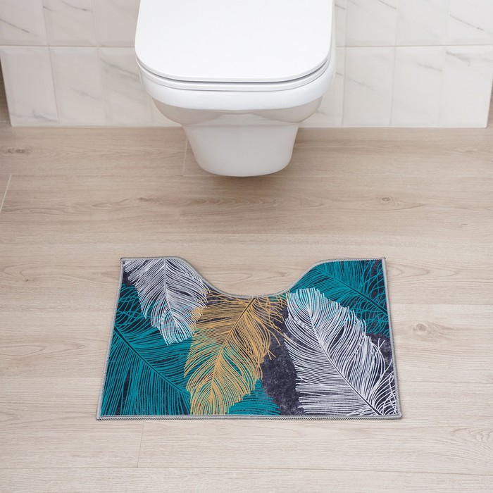 Набор ковриков для ванной и туалета Доляна «Перышки», 2 шт, 50×80 см, 50×40 см