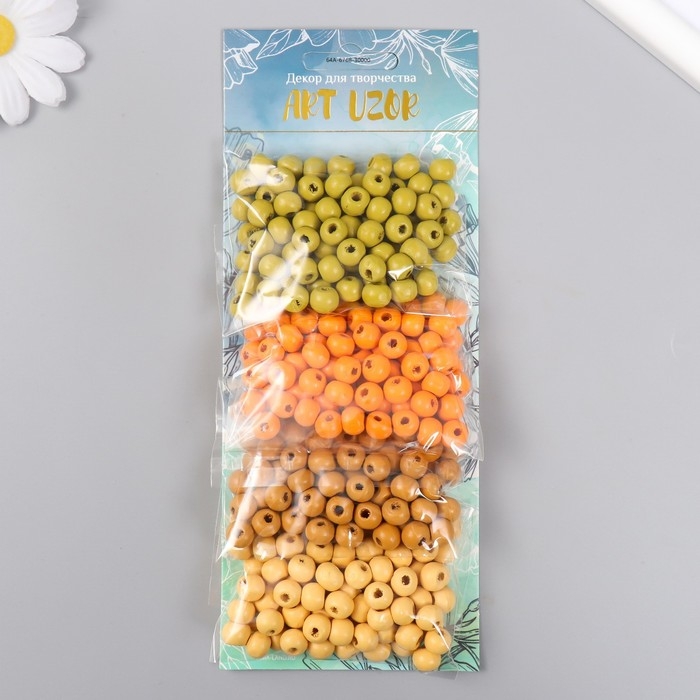 Набор бусины для творчества дерево Набор бусины для творчества дерево "Горчица" d-0,8 см, 4 цвета х 15 гр