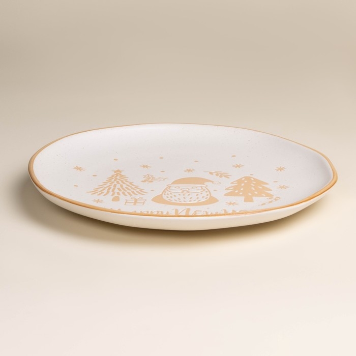 Тарелка новогодняя SL Home «С Новым Годом», d=27 см, керамика, цвет белый Тарелка новогодняя SL Home «С Новым Годом», d=27 см, керамика, цвет белый