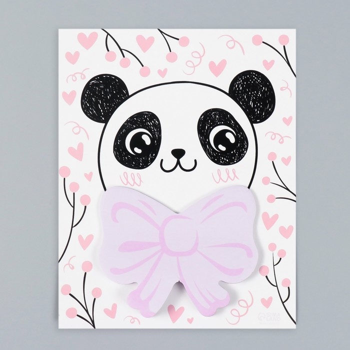 Магнит с блоком для записей Магнит с блоком для записей "Панда с бантом" 12,5х15,7 см