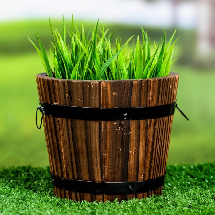 Кашпо деревянное  Кашпо деревянное "Кадка круглая" 10*10*10см