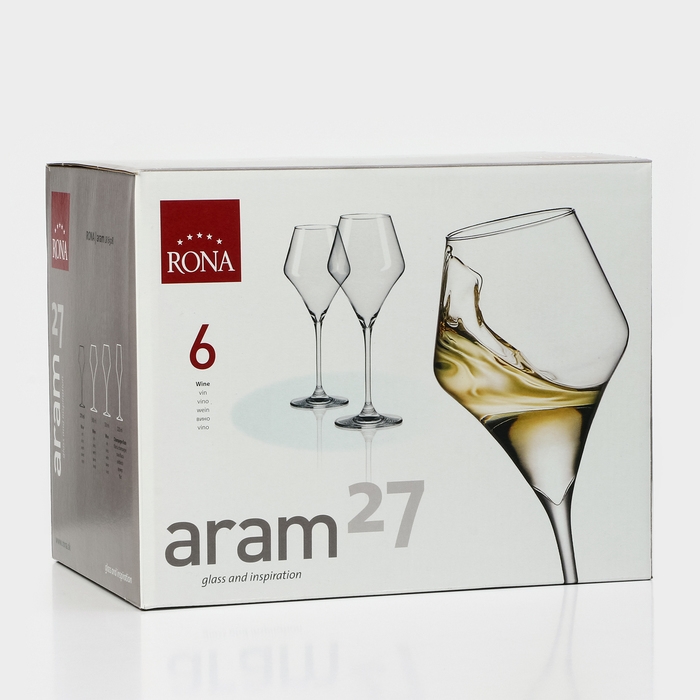Набор бокалов для вина ARAM, 270 мл, хрустальное стекло, 6 шт Набор бокалов для вина ARAM, 270 мл, хрустальное стекло, 6 шт