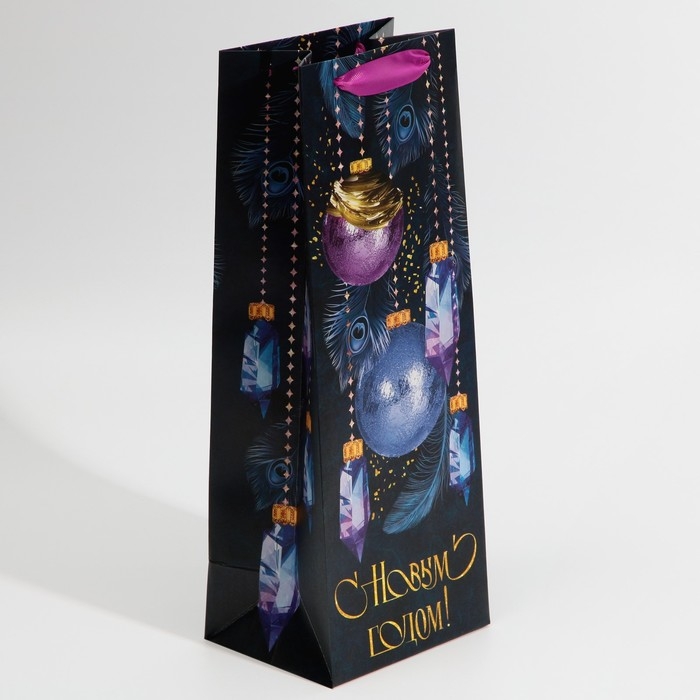 Пакет под бутылку «Новый год», 13 х 36 х 10 см, Новый год