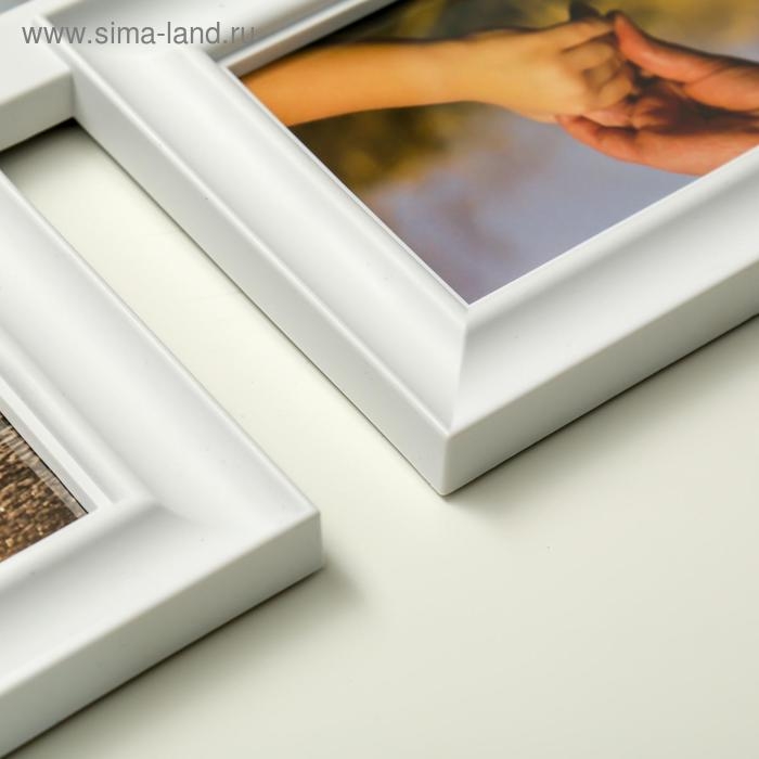 Фоторамка пластик на 7 фото 10х15, 13х18 см  Фоторамка пластик на 7 фото 10х15, 13х18 см "Коллаж" белая 57х49,5х2,5 см