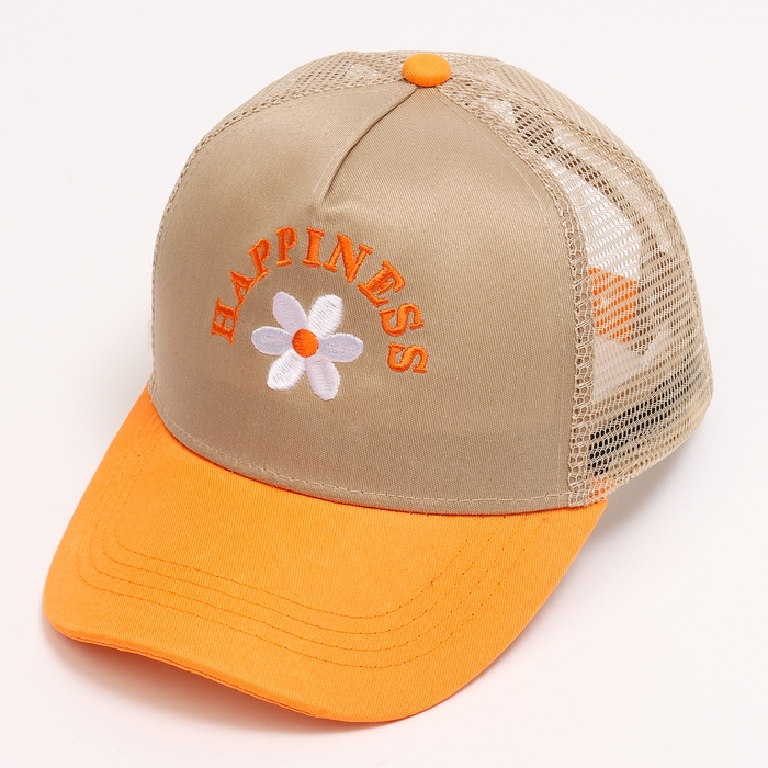 Кепка детская для девочки с сеткой Happiness, цвет бежевый, р-р 52-54, 5-7 лет