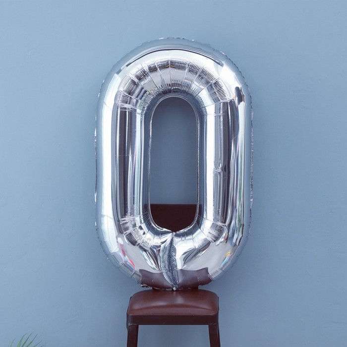 Шар фольгированный 40 Шар фольгированный 40" Цифра 0, цвет серебряный