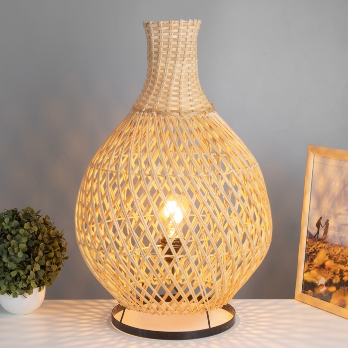 Светильник настольный из ротанга Светильник настольный из ротанга "Изящный" 1х120Вт, Е27, 35х35х60 см